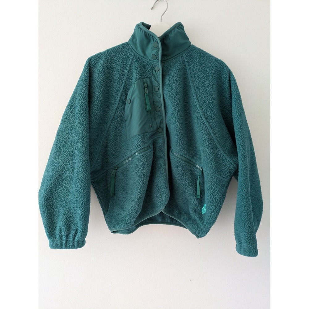 FP Movement Free People Hit The Slopes Fleece Jacket Teal Green Small